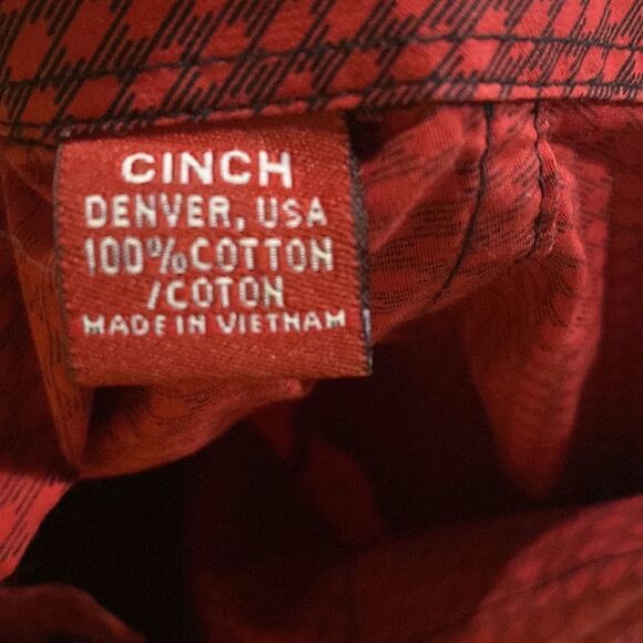Cinch Classic Cowboy Collection Red Snap Button Long Sleeve Shirt Size Medium - Picture 7 of 9